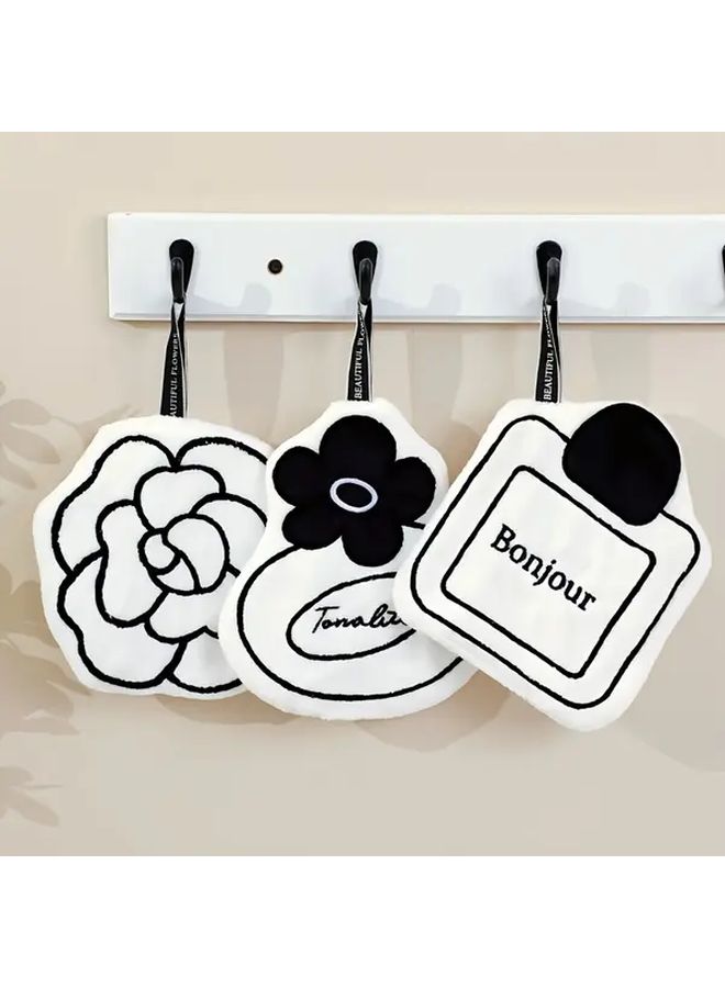 9Pcs French Romantic Hanging Towel Set Camellia Perfume Bottle Design Super Absorbent Quick Dry - Image 3