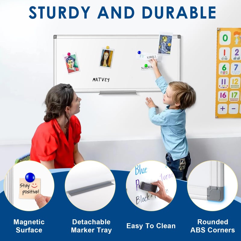 S SWANCROWN 36" x 12" Magnetic White Board, Long Whiteboard Wall Hanging Vertical Board, to-do List Narrow Mini Small Portable Dry Erase Board for Walls - Image 2