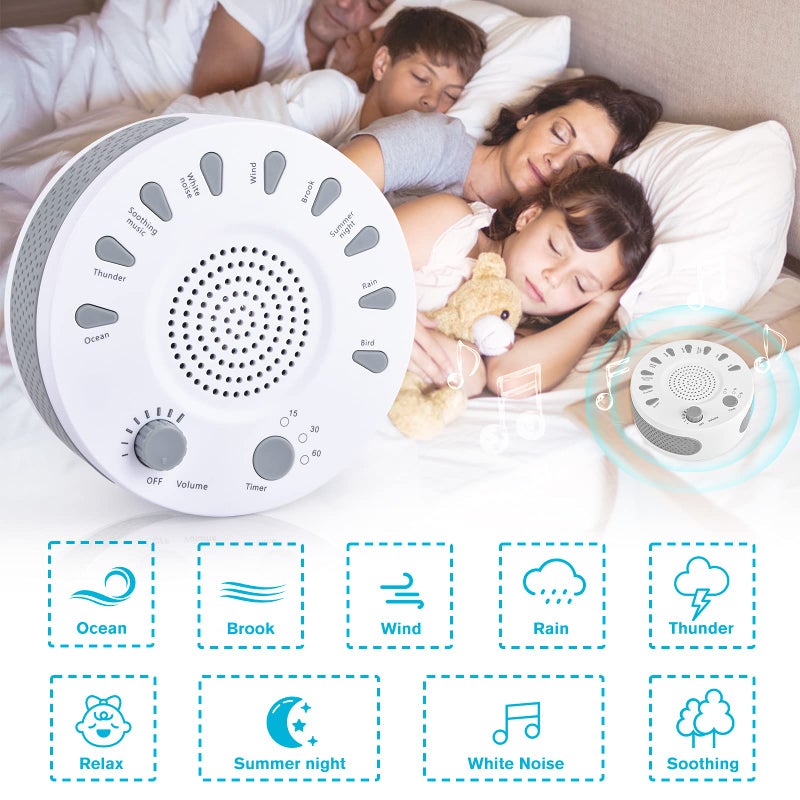 Orangehome White Noise Machine, Portable Sleep Sound Therapy Machine with 3 Timers & 9 Natural Sound Options for Baby Kids Home Office Bedroom Travel Sleep Timer - Image 3