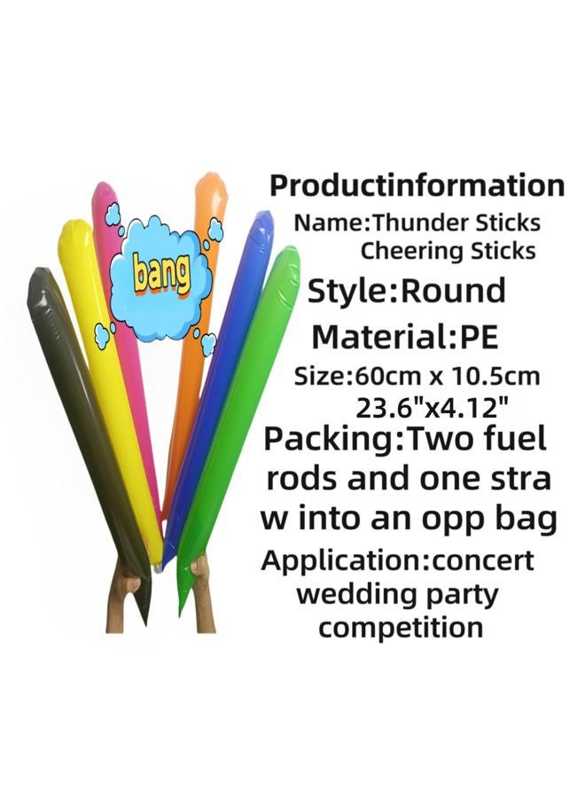 ROSEBB 48pcs Round Head Boom Sticks Thunder Sticks Cheering Sticks Team Spirit Plastic Cheerleading Spirit Stick Clapper Inflatable Noise Maker Sports Supply (Pink) - Image 5