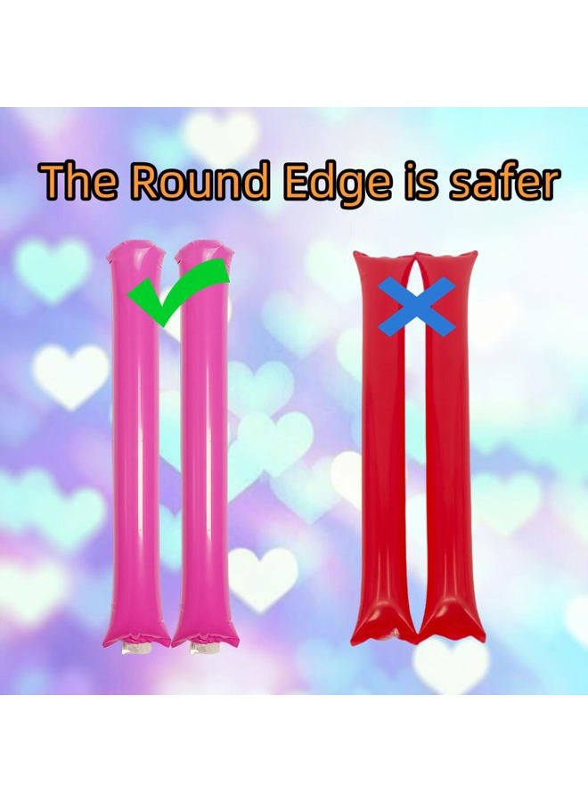 ROSEBB 48pcs Round Head Boom Sticks Thunder Sticks Cheering Sticks Team Spirit Plastic Cheerleading Spirit Stick Clapper Inflatable Noise Maker Sports Supply (Pink) - Image 3