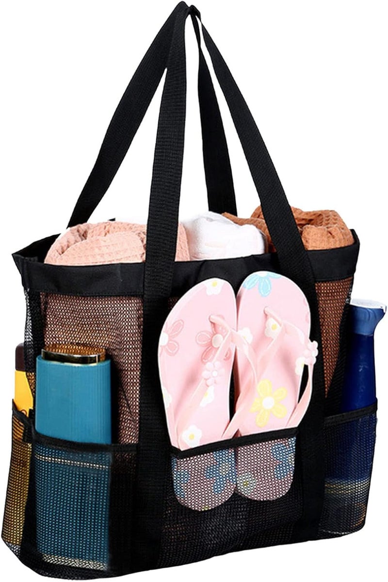 comfrt Mesh Beach Bag for Swim Pool, Beach Tote Bag with 8 Pockets for Travel, Gym, Swim and Beach Holiday Women Men - Image 1