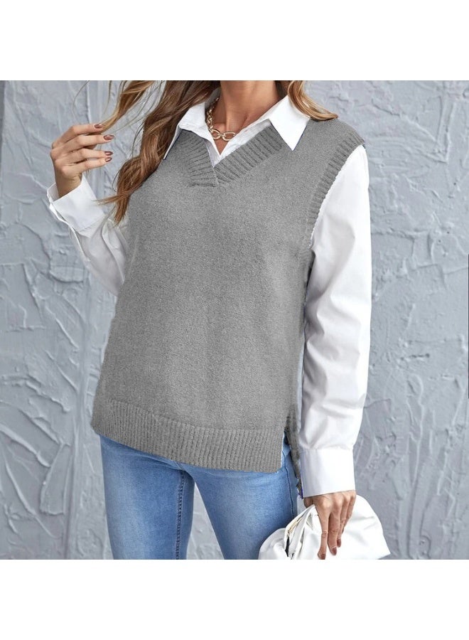 NIBEMINENT Spring and Autumn  Irregular Knitted Vest Fashion Casual Women's Sweater - Image 1