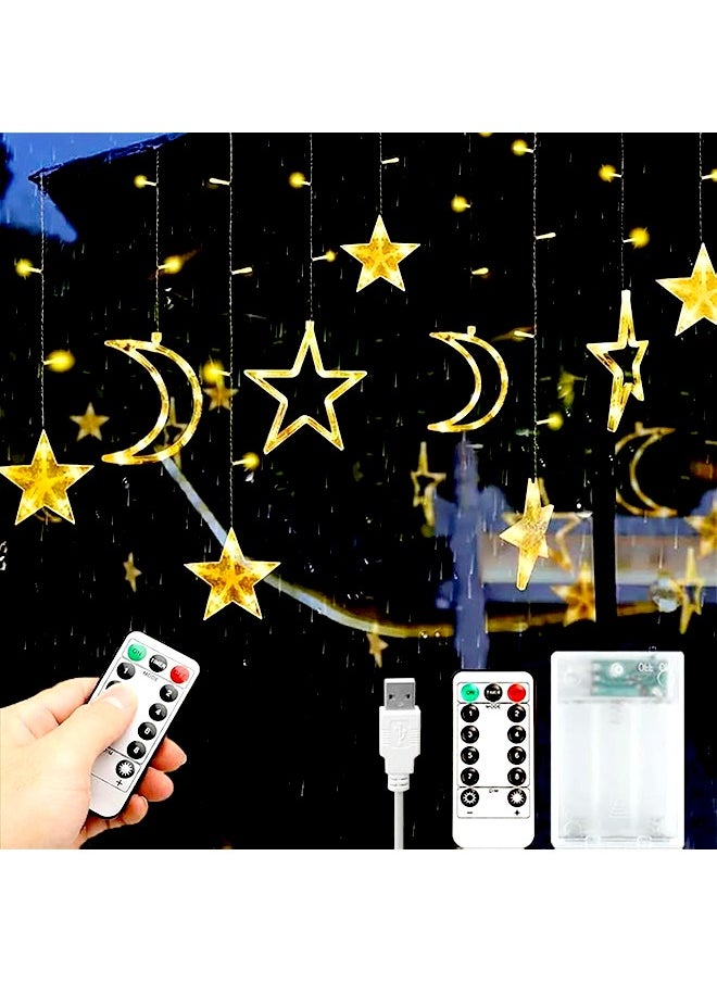 Yoawllty Ramadan Decorations Lights, Star Moon Ramadan Lights for Home Window Wall Holiday Eid Wedding Party, Warm White  - Image 2