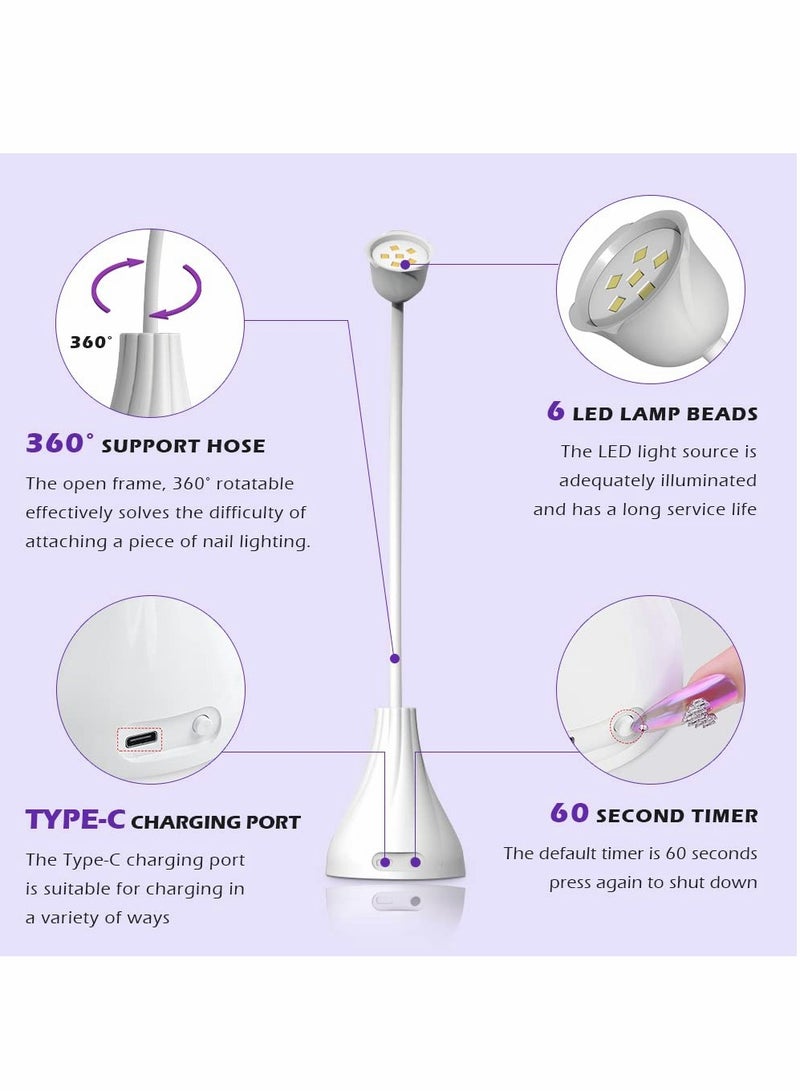 LED UV Nail Lamp, Mini Lotus Hands Free Light Rotatable Nail Dryer Quick Dry Nail Polish Curing Lamp Gooseneck Flash Cure Light for Home DIY & Salon Manicure Decor - Image 2