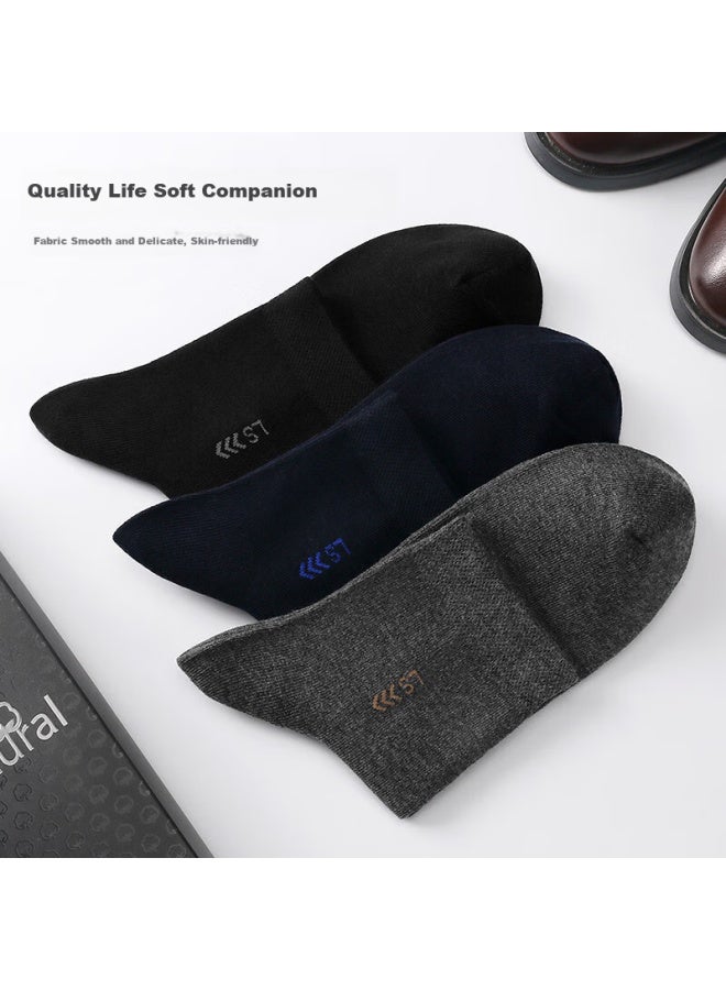 LANG SHA Langsha Men's Socks, 10 Pairs, Spring And Summer Mid-calf Cotton Socks, Sweat-absorbing And Breathable, Business Casual Men's Socks, One Size Fits All, Gift Box Packaging - Image 2