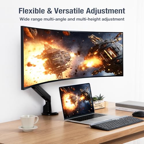 AVLT Single 13"-38" Monitor Arm Desk Mount - Fits One Flat/Curved/Ultrawide Monitor - Full Motion Height Swivel Tilt Rotation - VESA/C-Clamp/Cable Management - Image 4