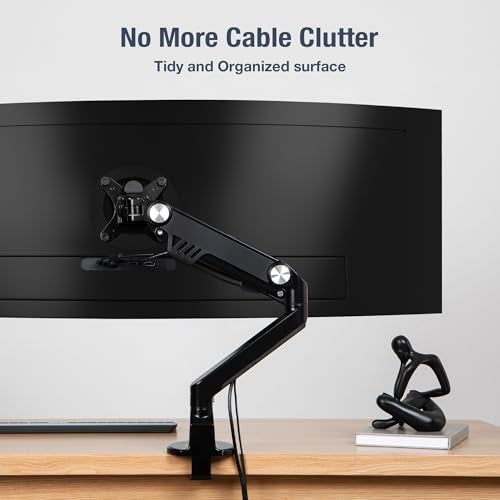 AVLT Single 13"-38" Monitor Arm Desk Mount - Fits One Flat/Curved/Ultrawide Monitor - Full Motion Height Swivel Tilt Rotation - VESA/C-Clamp/Cable Management - Image 5