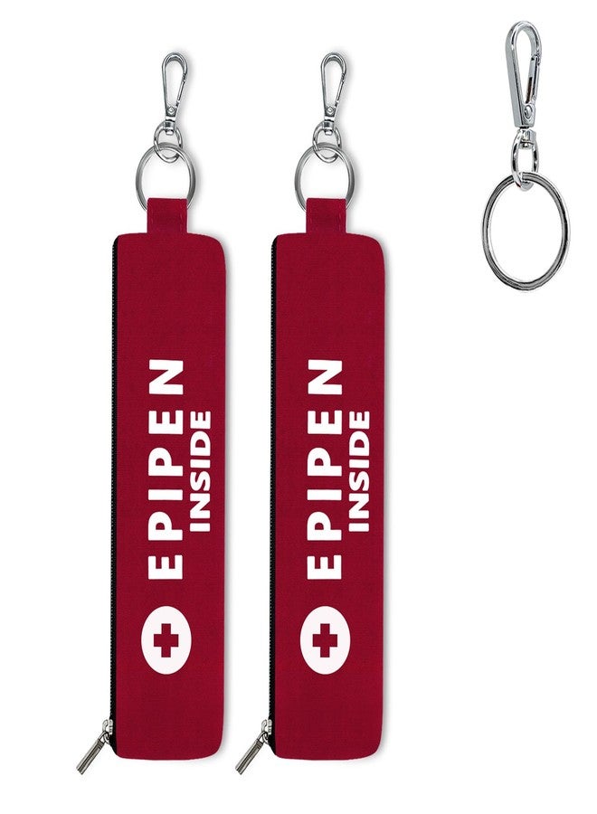 ICIMBI 2-Pack EpiPen Carry Case,Red Epipen Holder Bag with Carabiner-for 1 EpiPen Asthma Allergy Medication,Sports Outdoors Travel Epipen Case for Walking or Running - Image 1