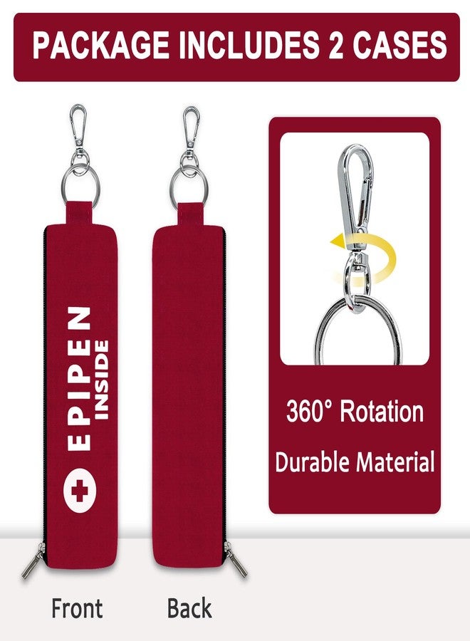 ICIMBI 2-Pack EpiPen Carry Case,Red Epipen Holder Bag with Carabiner-for 1 EpiPen Asthma Allergy Medication,Sports Outdoors Travel Epipen Case for Walking or Running - Image 2