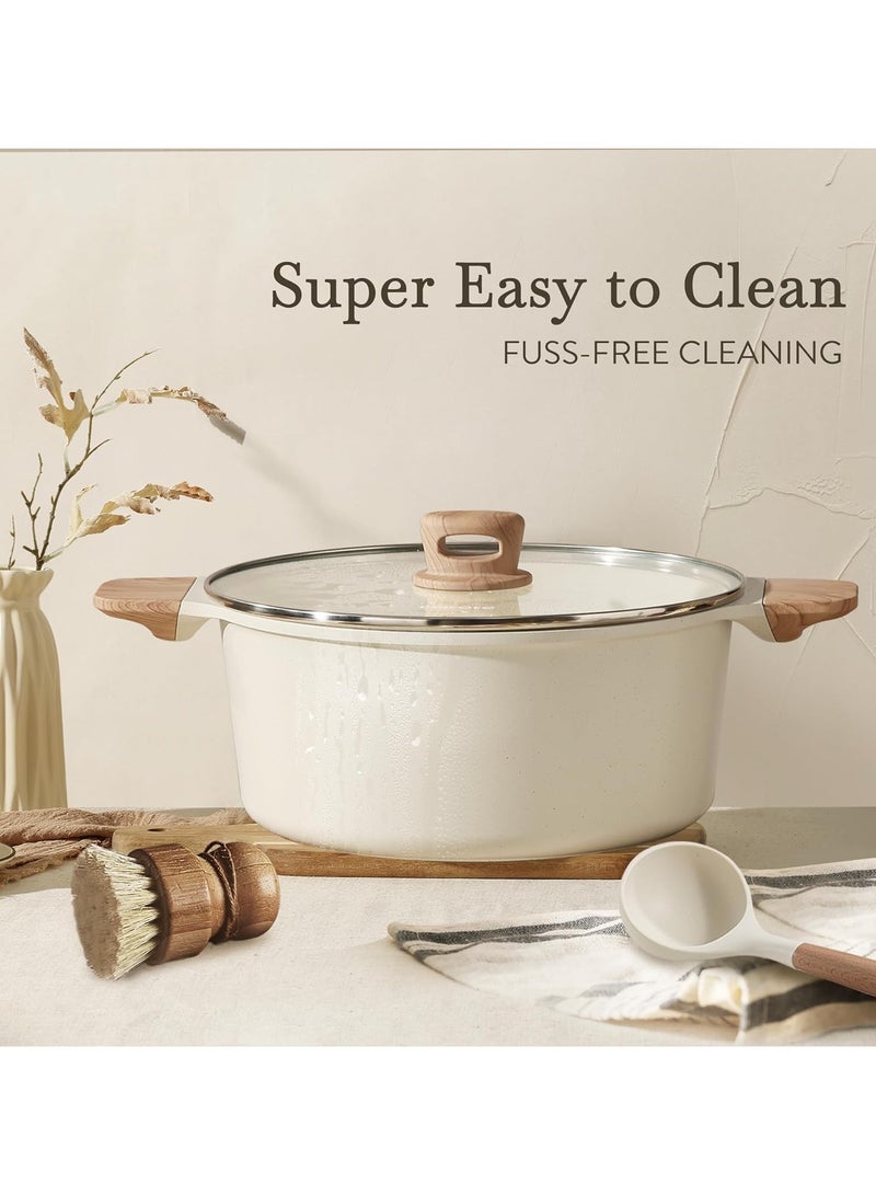Pots and Pans Set Nonstick, 13 pcs Cookware Set, Induction Kitchen Cooking Set w/Stock pot & Saucepans, White Granite  - Image 4
