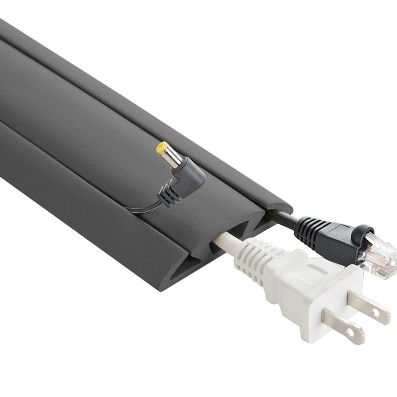 UT Wire 3Channel Cord Protector Concealer for Floor 5 FT Dark Grey