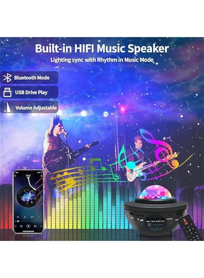 HOOKOR Star Projector Galaxy Light Projector with Remote Control & Bluetooth Music Speaker, Multiple Colors 360 Rotational Dynamic Projections Star Night Light Projector for Kids Adults Bedroom - Image 3