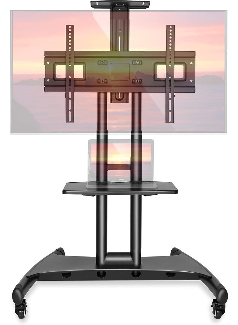 Rolling Mobile TV Cart Stand for 40-65 inch Flat or Curved Screen TVs – Universal Mount with Wheels - Image 2
