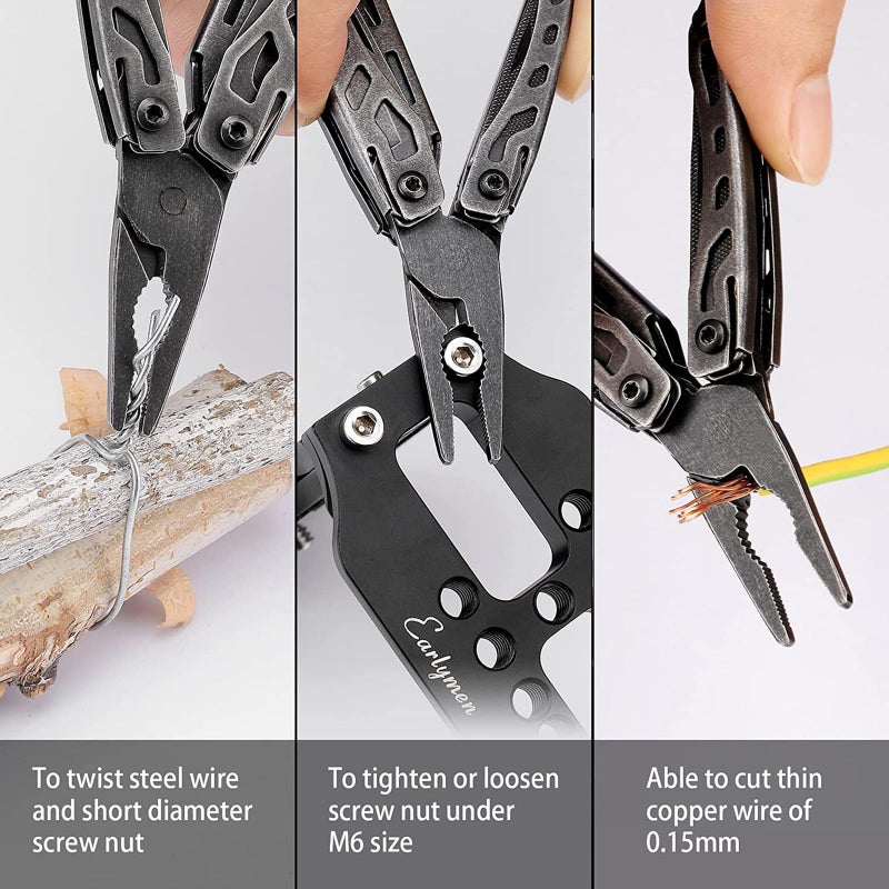 Nextool Nextool EDC Keychain Multitool, 10 in 1 Mini Pocket Knife Multi Tool with Needlenose Pliers, Scissors, Mini Useful Cool Gadgets for Men, Gifts For Dad Men Him Boyfriend-Dark  - Image 5