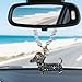 YoRise Bling Diamond Dachshund Car Rear View Mirror Charm Crystal Rhinestone Hanging Ornament Cute Sparkling Car Pendant Universal Auto Interior Decoration Accessories for Women Girls Black - Image 2