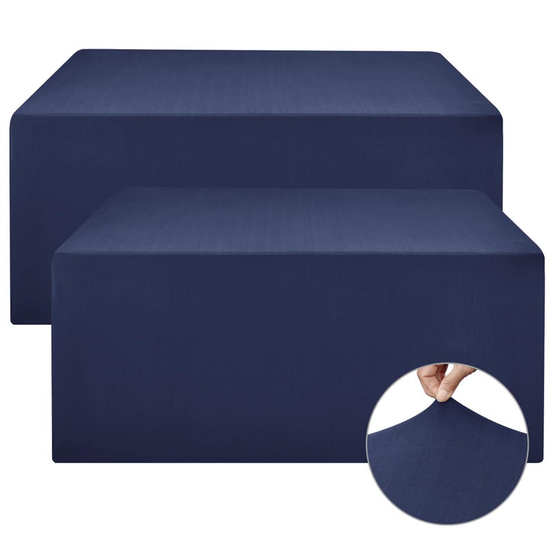 Nasitos Spandex Fitted Table Clothes  2 Pack - 48 x 24 Inch - Navy Rectangle Tablecloths for 4 Foot Tables  Fabric Table Cover Protector for Folding Table  Parties  Craft Show  Trade Show - Image 1