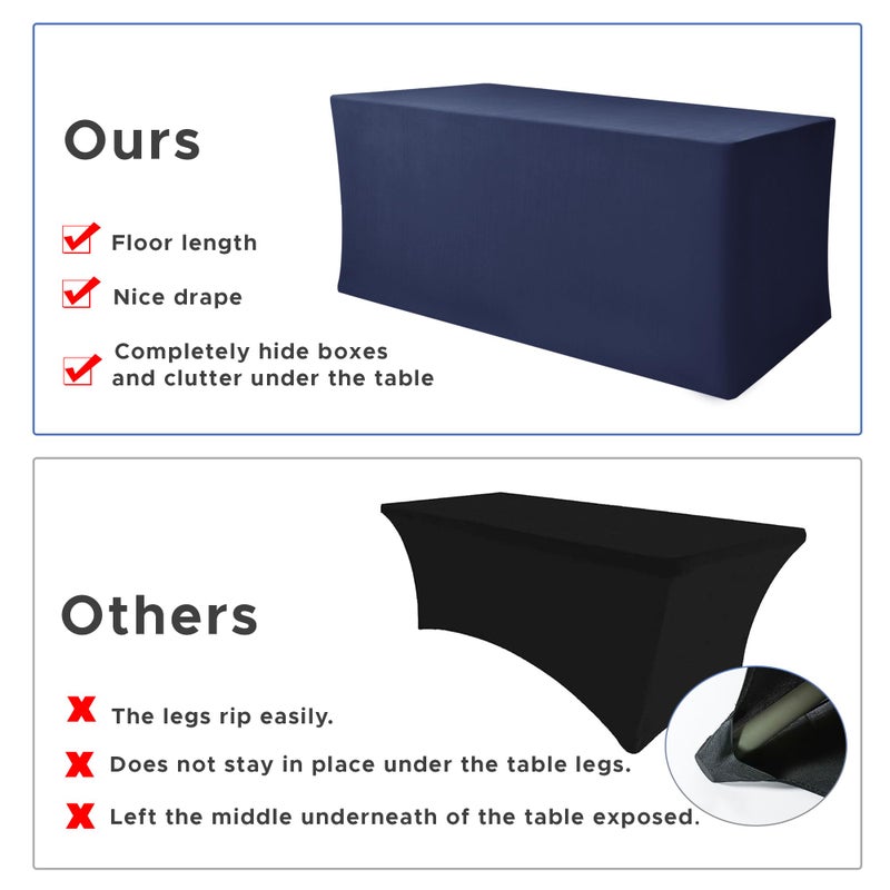Nasitos Spandex Fitted Table Clothes  2 Pack - 48 x 24 Inch - Navy Rectangle Tablecloths for 4 Foot Tables  Fabric Table Cover Protector for Folding Table  Parties  Craft Show  Trade Show - Image 5
