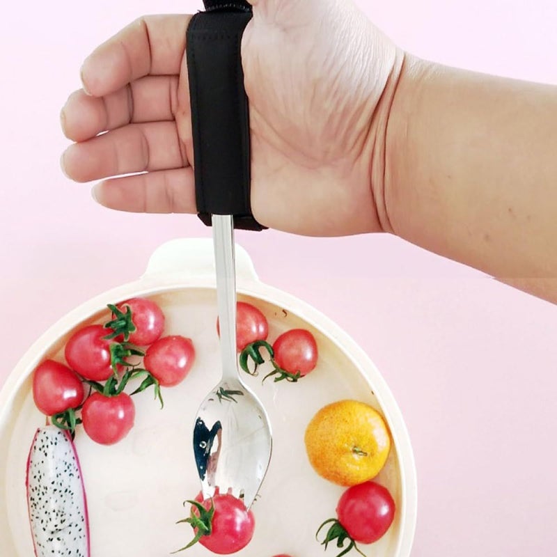 Adaptive Spork with Cuff Anti Slip Grip for Elderly Disabled Adults Portable Utensil Blue - Image 5
