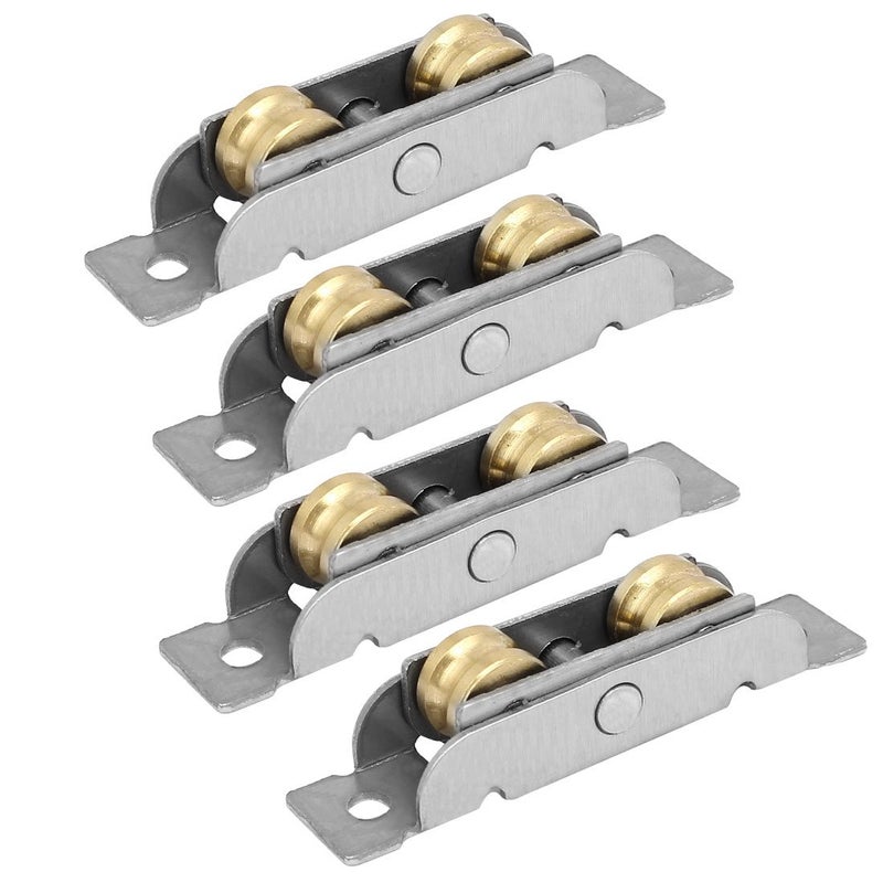 uxcell uxcell 64mm Length 12mm Dia Double Rollers Sliding Window Sash Pulley Wheel 4pcs  - Image 1