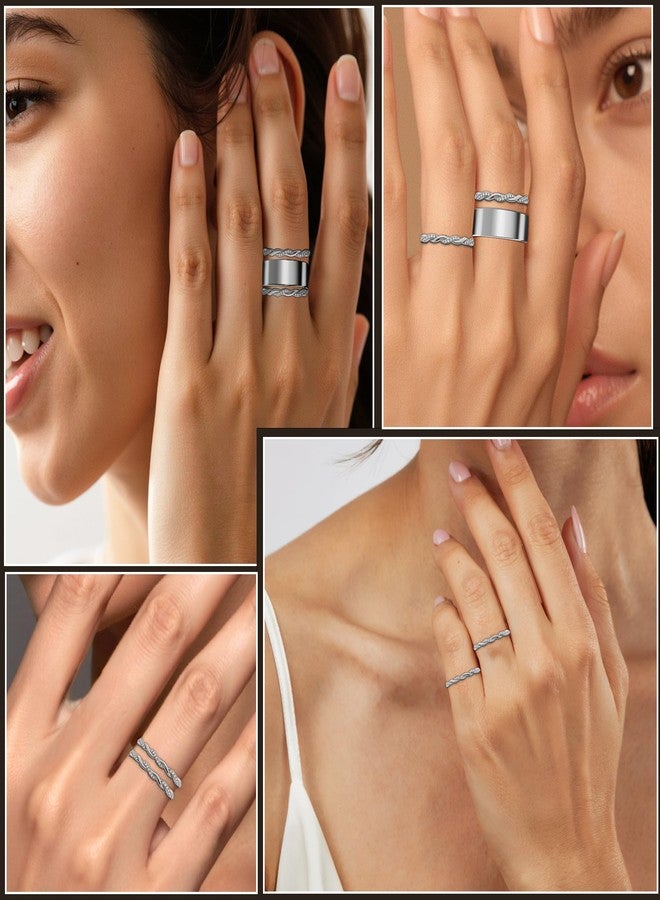 LevyPan 2-Pack 14K Gold Plated Stacking Rings for Oura Ring Gen 4/Gen 3, Cubic Zirconia Twisted Rope Eternity Band for Women - Image 4