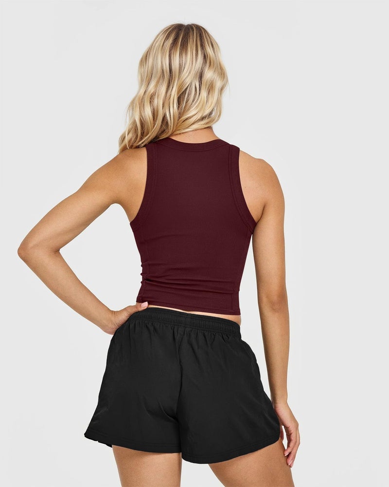OQQ Womens 2 Pack Crop Tank Tops Crew Neck Sleeveless Ribbed Stretch Workout Athleisure Tops Navyblue DarkRed - Image 5