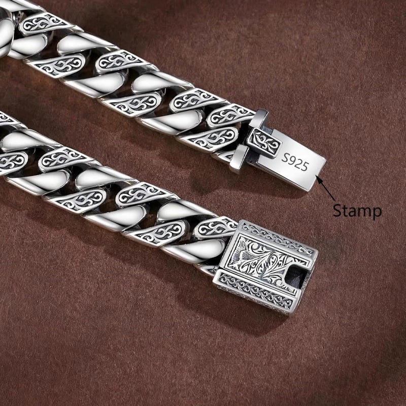 Silverso Italian Handmade Sterling Silver Mens Bracelets | Solid S925 Chain Bracelets | Men's Silver Bracelet Gift for Dad, Boyfriend, Son, My Man (8.6" Medieval style) - Image 4