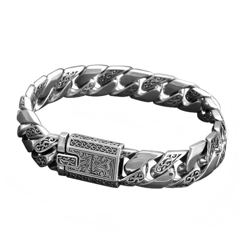 Silverso Italian Handmade Sterling Silver Mens Bracelets | Solid S925 Chain Bracelets | Men's Silver Bracelet Gift for Dad, Boyfriend, Son, My Man (8.6" Medieval style) - Image 1