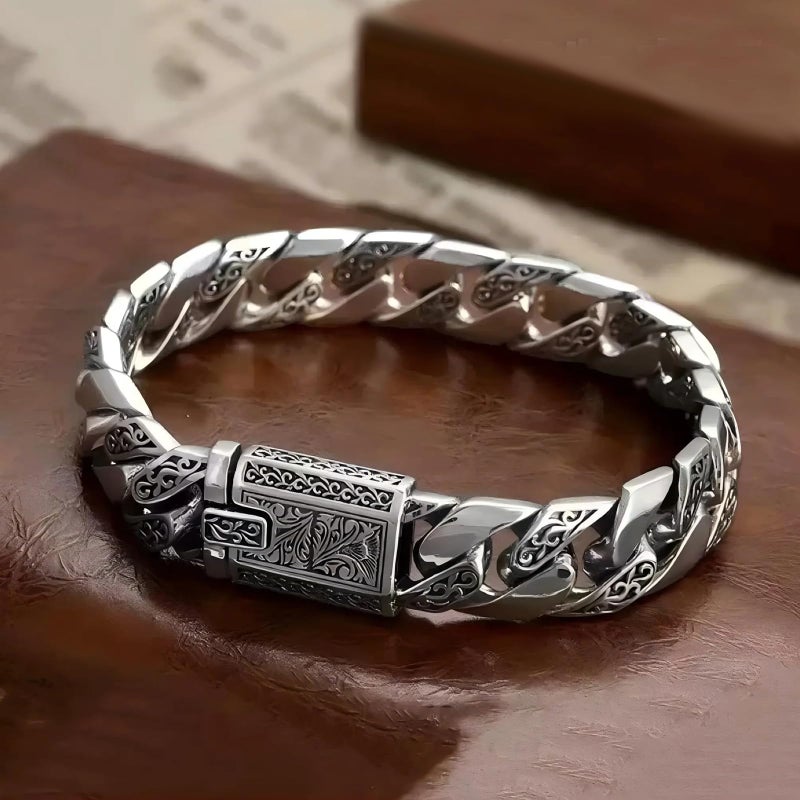 Silverso Italian Handmade Sterling Silver Mens Bracelets | Solid S925 Chain Bracelets | Men's Silver Bracelet Gift for Dad, Boyfriend, Son, My Man (8.6" Medieval style) - Image 2
