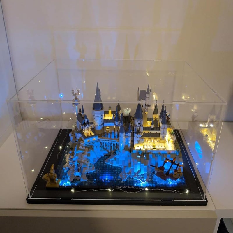 Elepure Thickened Clear Acrylic Display Case for Lego 76419 Hogwarts Castle and Ground for 10315 Tranquil Garden 42158 21060 Collectibles, Transparent Box Dustproof with Light, Black Inside 15.7x11.8x9.8 in - Image 4