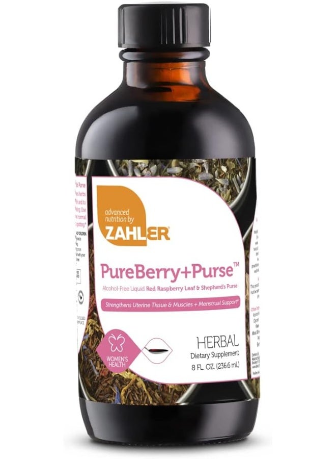 Zahler Zahler PureBerry+Purse, Liquid Raspberry Leaf & Shepherd's Purse, Strengthens Uterine Tissue, Certified Kosher, 8OZ - Image 1