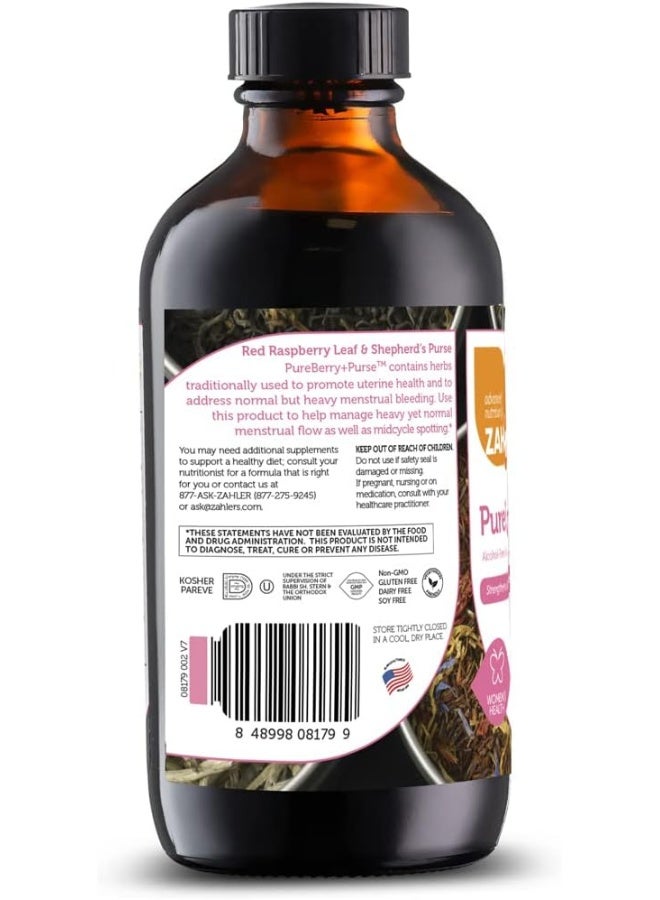 Zahler Zahler PureBerry+Purse, Liquid Raspberry Leaf & Shepherd's Purse, Strengthens Uterine Tissue, Certified Kosher, 8OZ - Image 3