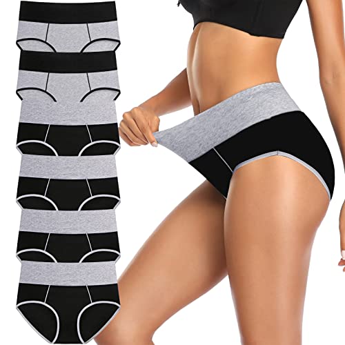 Annenmy Tummy Control Underwear for Women, Cotton Womens Underwear High Waist Underwear Women No Muffin Briefs Panties Plus Size 4 Black/2 Gray,X-Large - Image 1