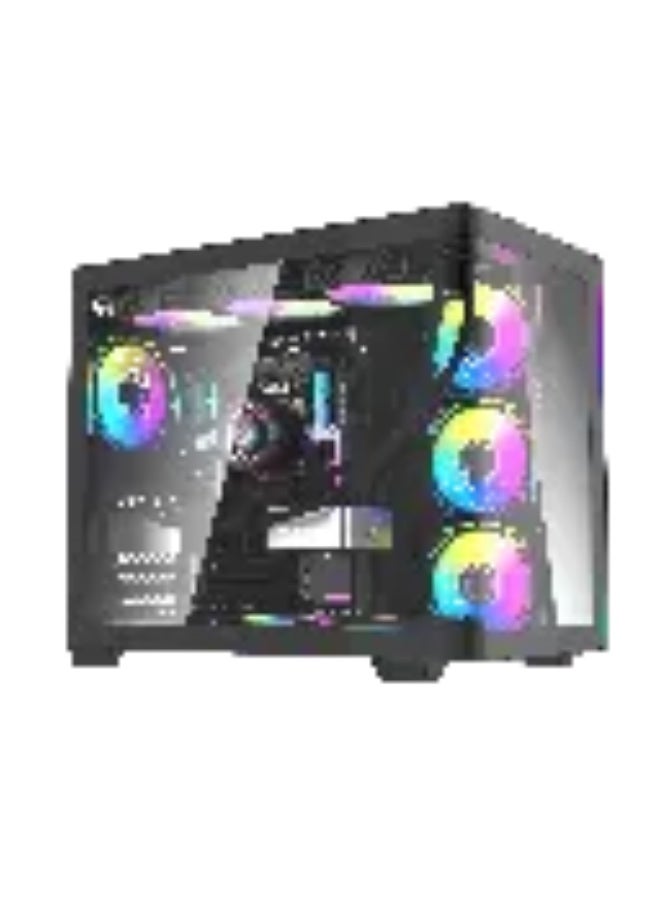 تورتوكس كيس كمبيوتر للألعاب TORTOX CURVO V2 أسود ATX Mid-Tower مع زجاج مقسى و 7 مراوح ARGB - Image 2