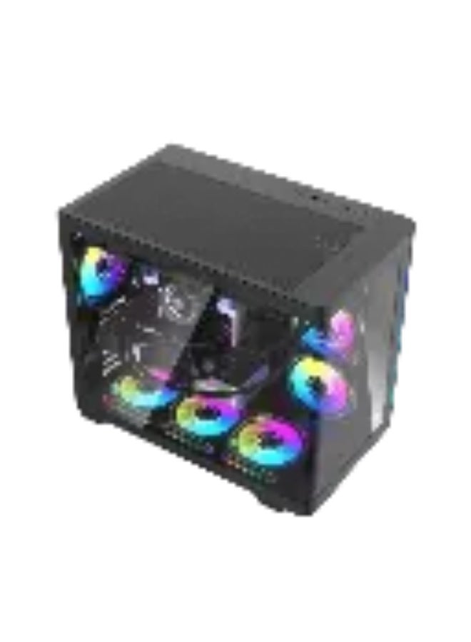 تورتوكس كيس كمبيوتر للألعاب TORTOX CURVO V2 أسود ATX Mid-Tower مع زجاج مقسى و 7 مراوح ARGB - Image 1