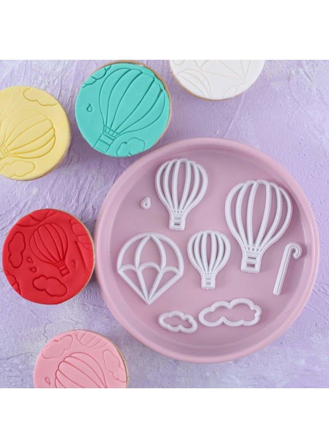 Fewo 13Pcs/Set Hot Air Balloons & Cloud Fondant Cutter Set, Hot Air Balloons Plastic Cookie Cutter Mold for Baby Shower Cake Topper Decorating Sugar Craft Polymer Clay Cutters - Image 2