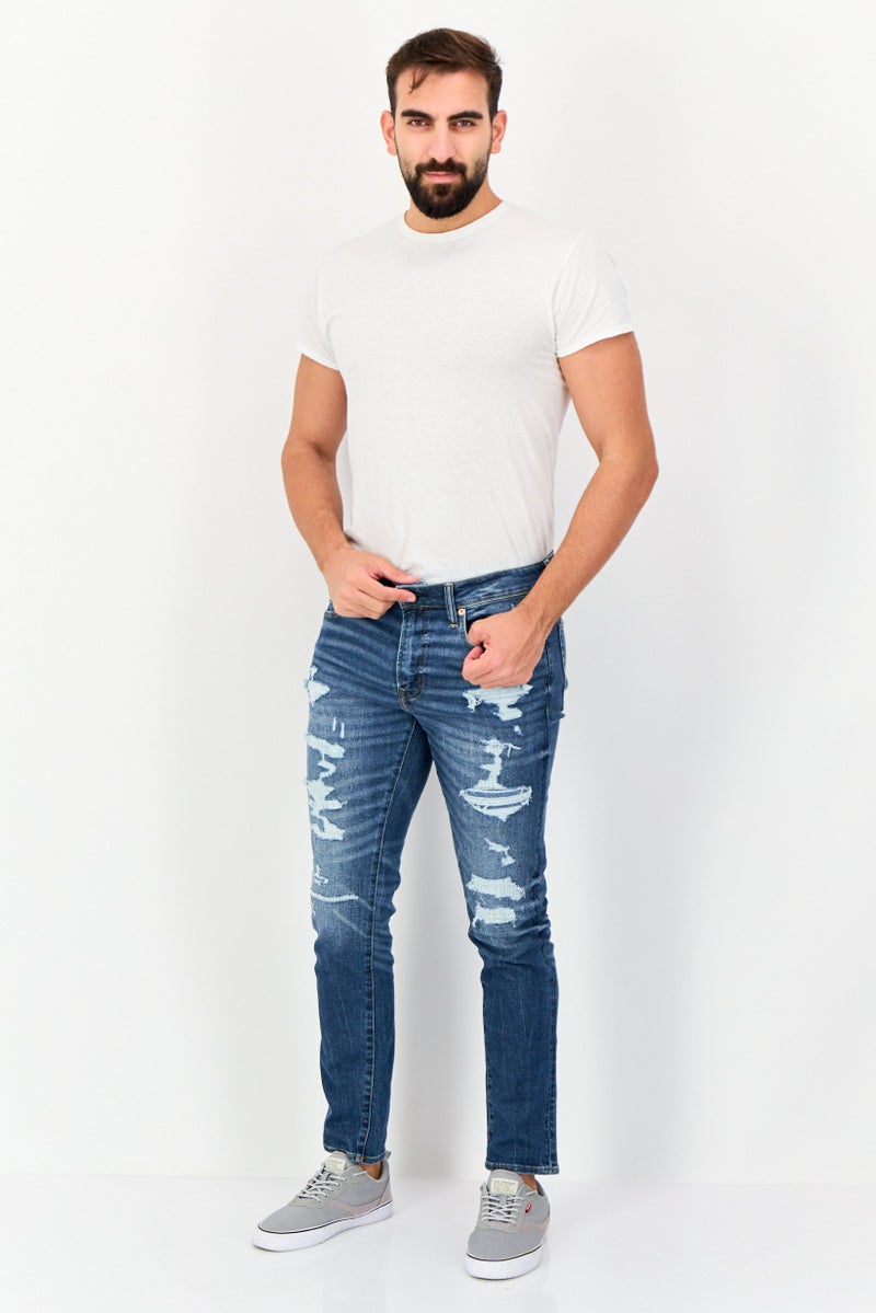 American Eagle Men Skinny Fit Distressed Stretchable Jeans, Medium Blue  - Image 4