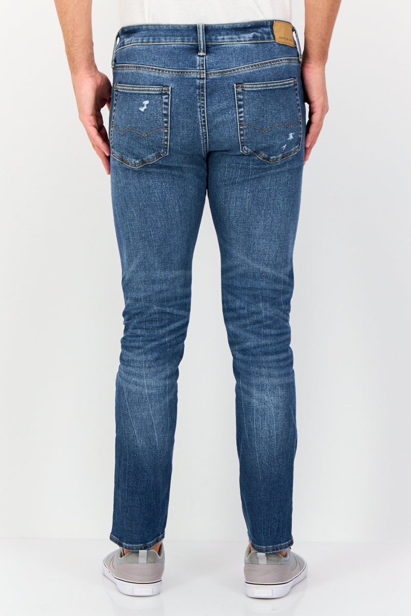 American Eagle Men Skinny Fit Distressed Stretchable Jeans, Medium Blue  - Image 3