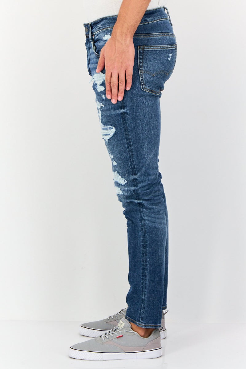 American Eagle Men Skinny Fit Distressed Stretchable Jeans, Medium Blue  - Image 2