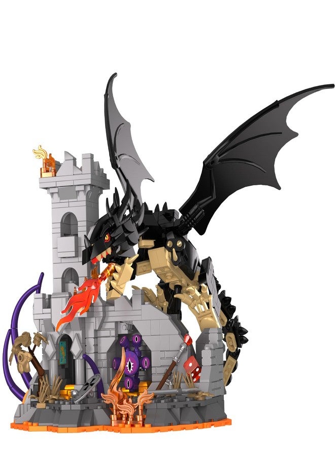 Brihappen Dragon Fire Castle Building Blocks Set for Adults Boys Girls - Creative Dragon Fire Castle Building Toy, Halloween Decor, Home Office Collect and Display Models, Birthday Gifts (919 Pieces - Image 1
