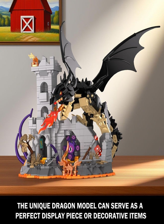 Brihappen Dragon Fire Castle Building Blocks Set for Adults Boys Girls - Creative Dragon Fire Castle Building Toy, Halloween Decor, Home Office Collect and Display Models, Birthday Gifts (919 Pieces - Image 5