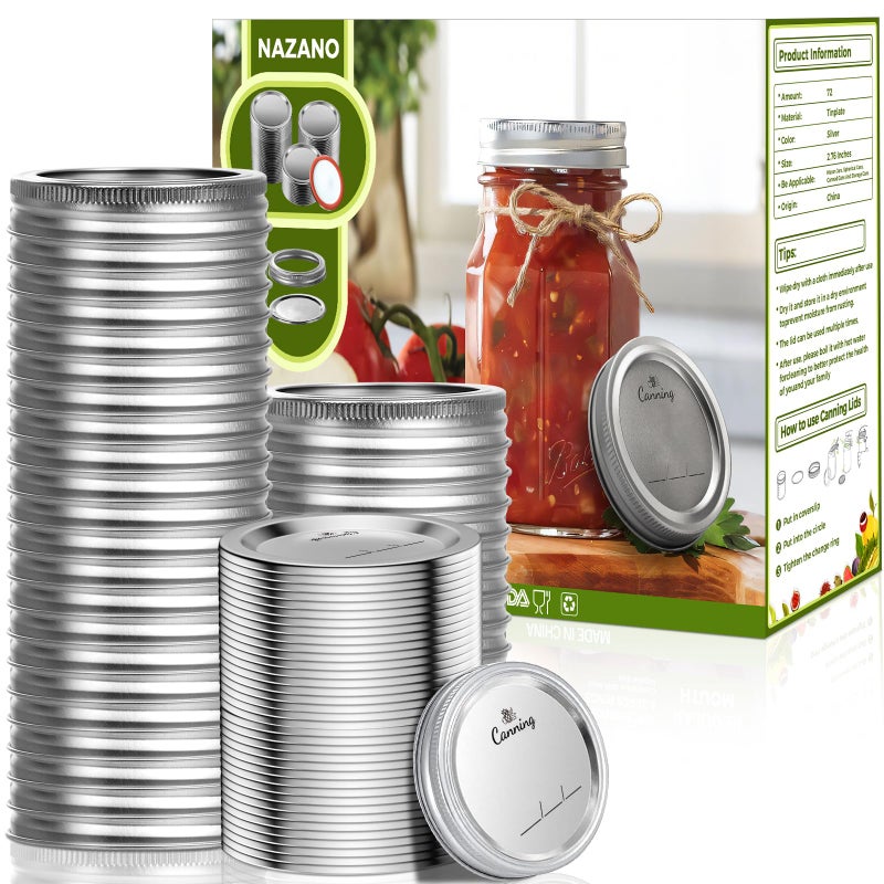 NAZANO 72 PCS Canning Lids with Band - Image 1