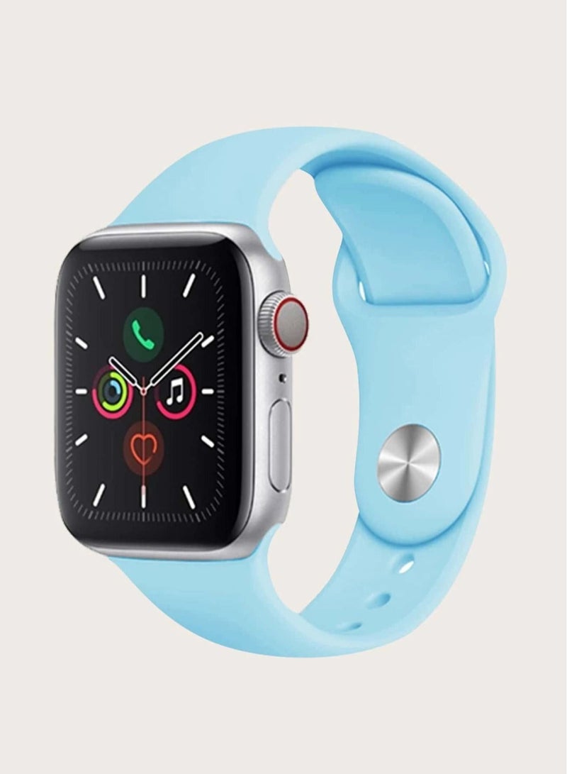 سوار بديل لساعة أبل لسلسلة 5/6/7 42/44/45 ملم أزرق سماوي