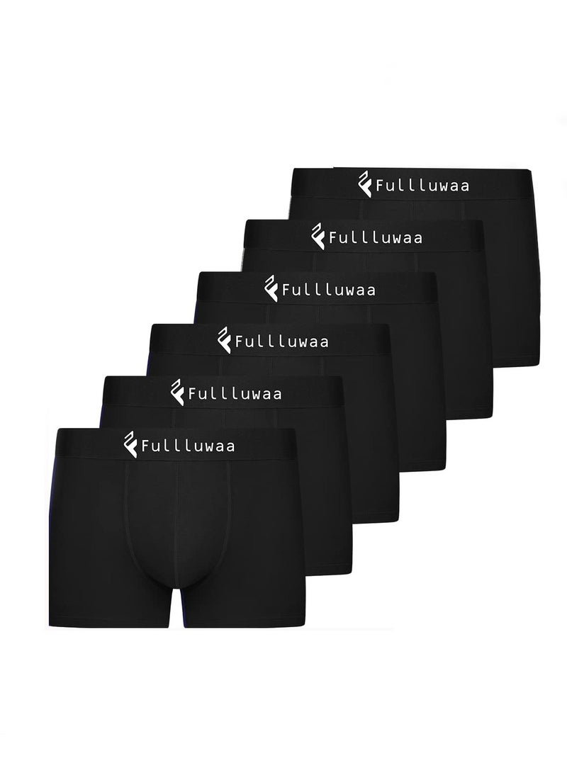 Fullluwaa Men's boxer briefs, retro, pure cotton material, 6 pieces pure black size s - Image 1