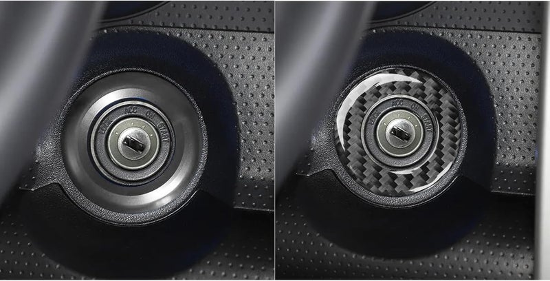PJFUS Real Soft Black Carbon Fiber Car Ignition Switch Lock Engine Start Stop Panel Frame Trim Sticker Auto Premium Interior Accessories Compatible with Toyota FJ Cruiser 2007-2014 - Image 5