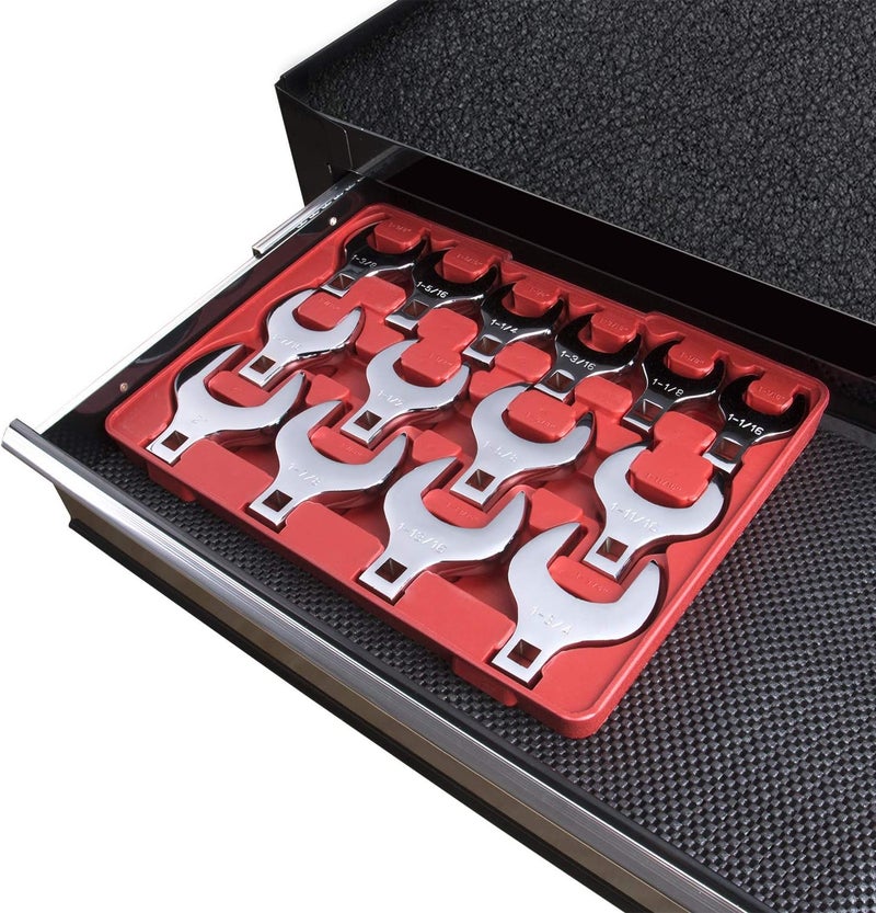 EFFICERE 14-Piece Premium 1/2" Drive Jumbo Crowfoot Wrench Set, Chrome Vanadium Steel, Includes Standard SAE Sizes from 1-1/16" to 2" with Storage Tray - Image 4