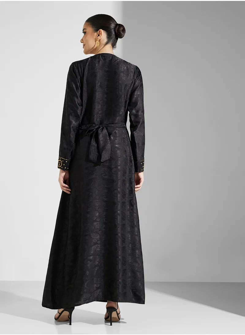 ارابيان كلوزيت Embellished Belted Jalabiya