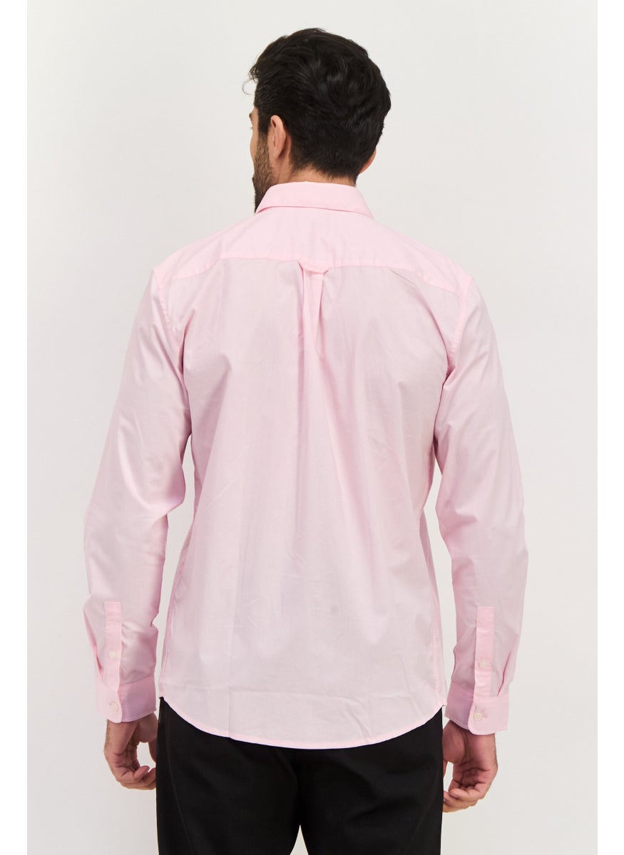 ESPRIT Men Regular Fit Plain Long Sleeves Casual Shirt, Pink  - Image 4