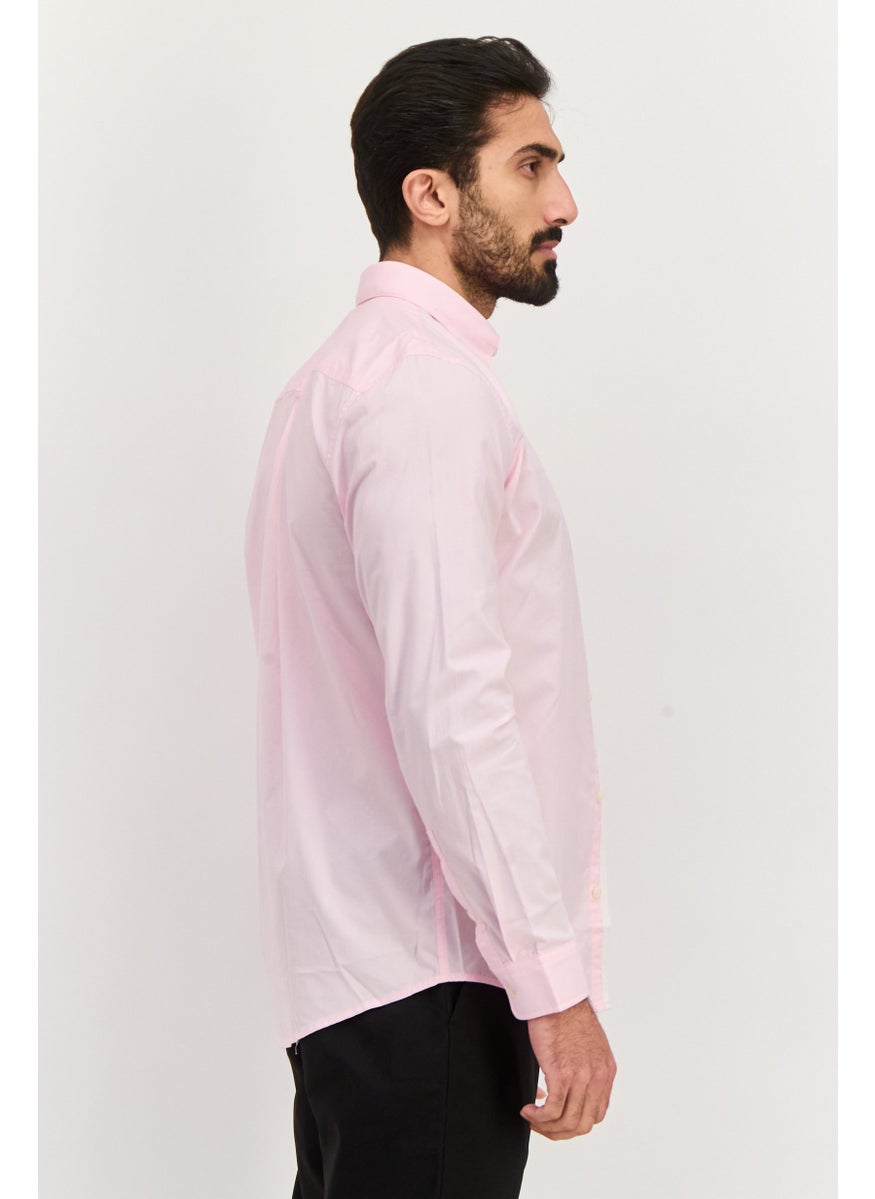 ESPRIT Men Regular Fit Plain Long Sleeves Casual Shirt, Pink  - Image 2