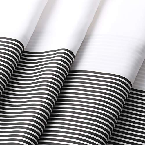 MORNITE Shower Curtain Black and Grey, Shower Curtain for Men Bathroom White Neutral Stripes Polyester Fabric 12 Hooks 72"x72" - Image 2